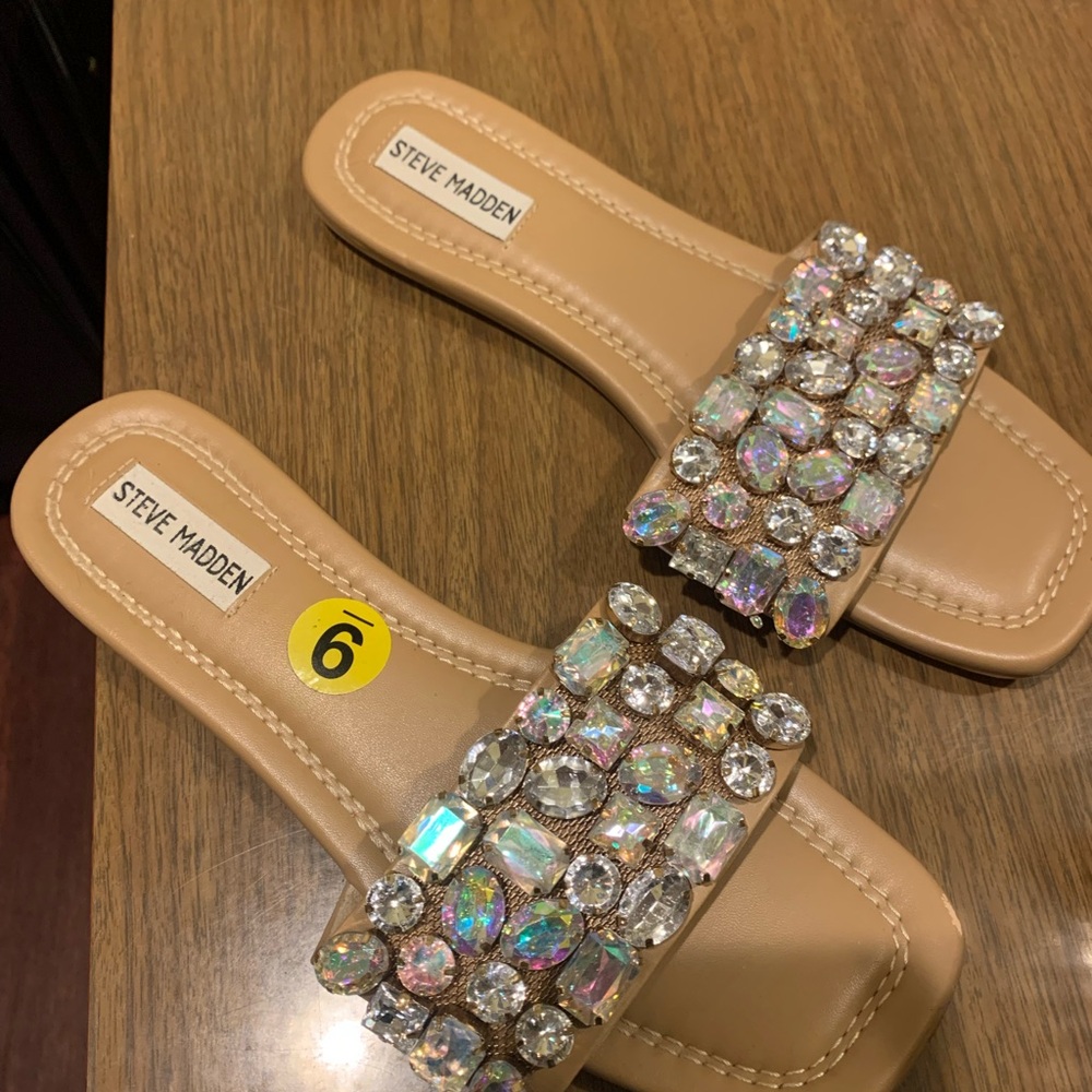 Steve Madden Malina Tan Embellished Women's Sandals